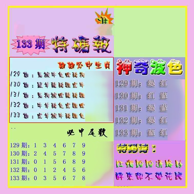 133期生财有道特码报[图]